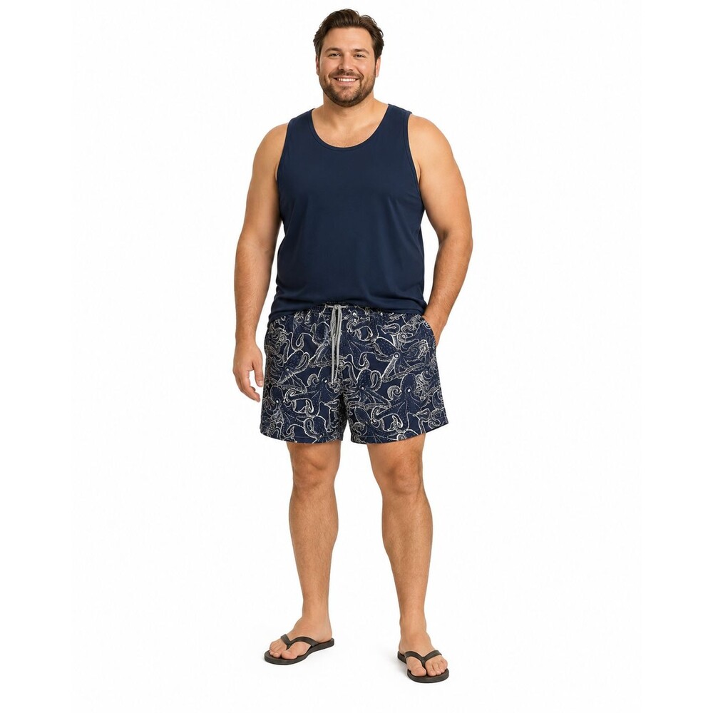 Vintage Vilebrequin Swim Trunks Men's XXL Blue Octopus Print Drawstring Pockets